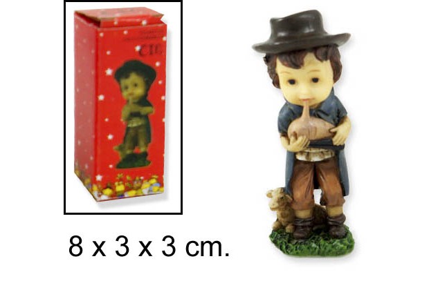 Figura de resina para Presépio menino pastor com gaita de foles