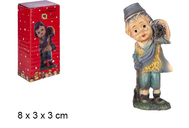 Figura resina Belén pastor infantil leñador