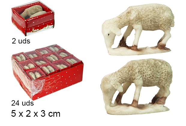 Pack 2 resin sheep 5 cm 