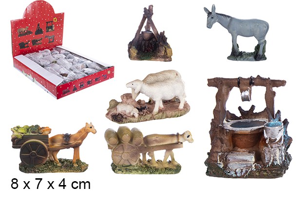 Assorted resin nativity scene accessories