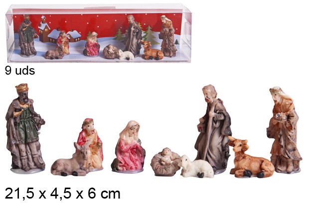 Pack 9 pièces de la Nativité PVC boîte