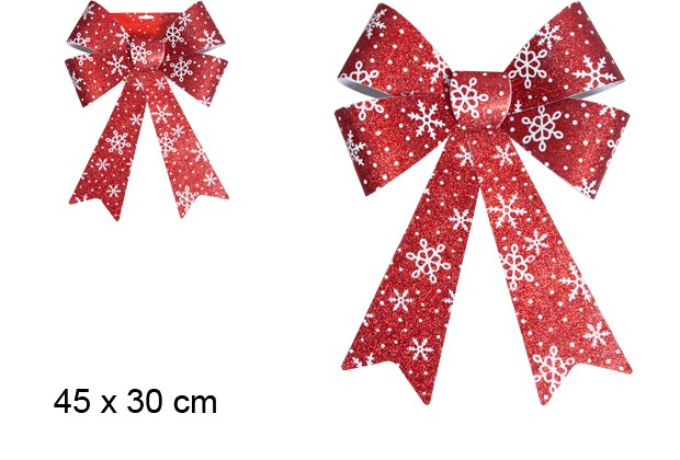 Fiocco rosso con fiocchi di neve 45x30 cm 