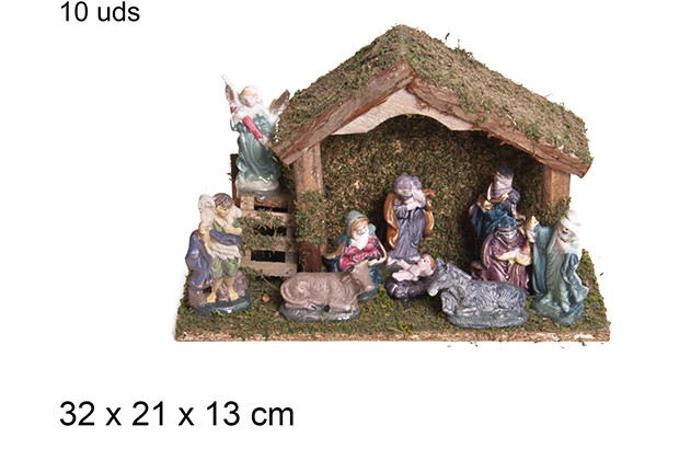 Scène de la Nativité 10 pièces 32x21 cm