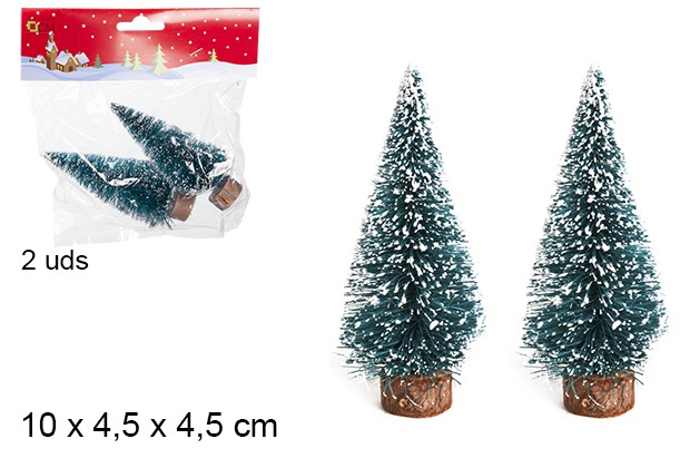 Pack 2 árboles verdes Navidad 10 cm