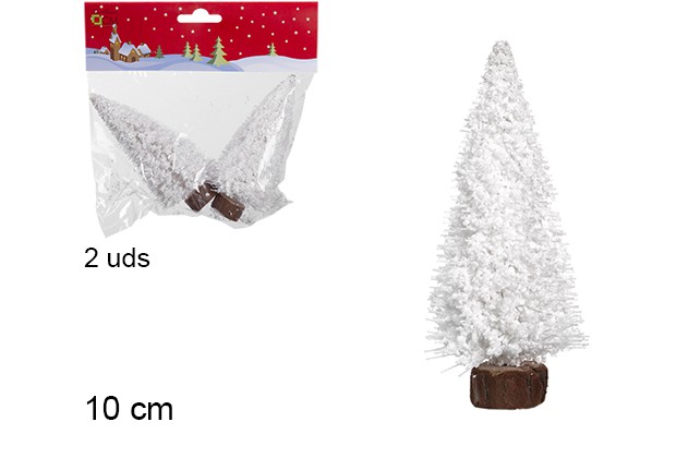 Pack 2 alberi di Natale bianchi 10 cm
