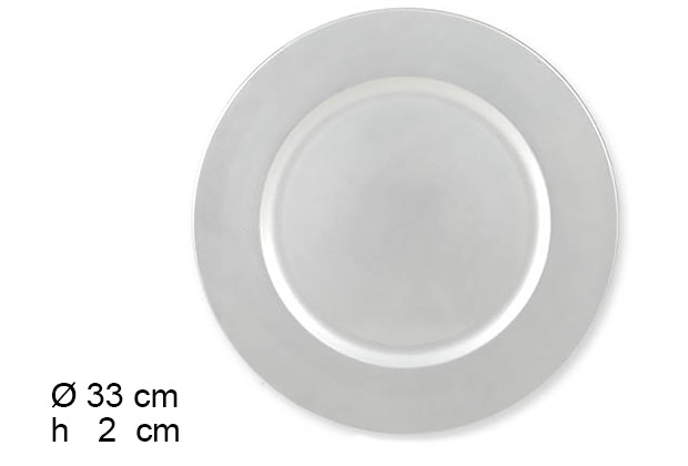 Assiette basse ronde argentée 33 cm