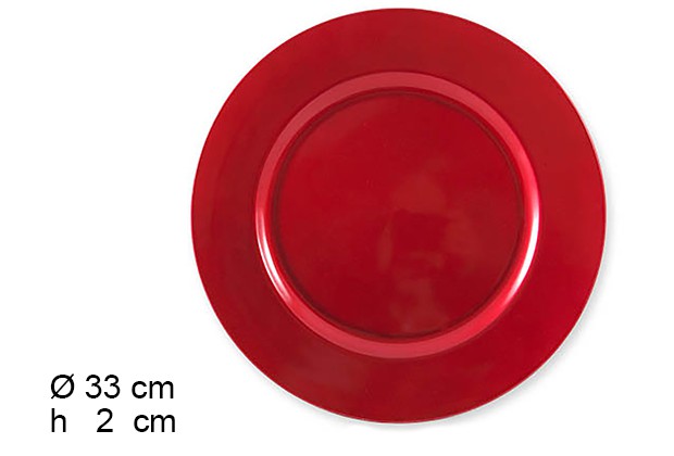Sottopiatto rotondo rosso 33 cm 