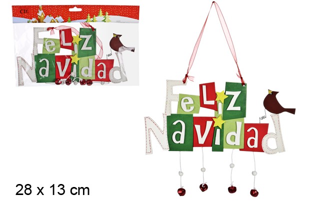 Feliz Navidad wooden sign 28x13 cm  