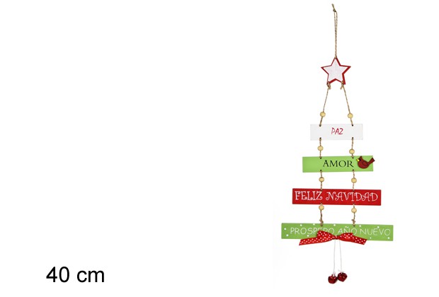 Colgante Navidad con estrella y cascabel 40 cm