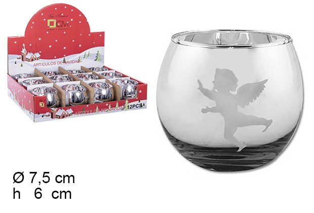 Silver crystal candle holder ángel 7,5 cm