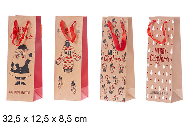 Bolsa regalo para botella de vino 32,5x12,5x8,5 cm