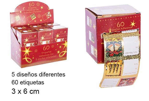 Pack 60 étiquettes cadeaux assorties 3x6 cm