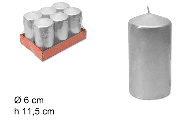 Silver pillar candle 11,5 cm