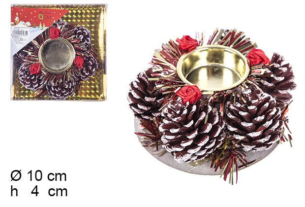 Bougeoir ananas de Noël rouge 10 cm