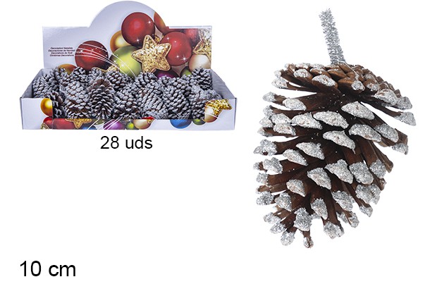 Abacaxi natural com glitter prateado 10 cm