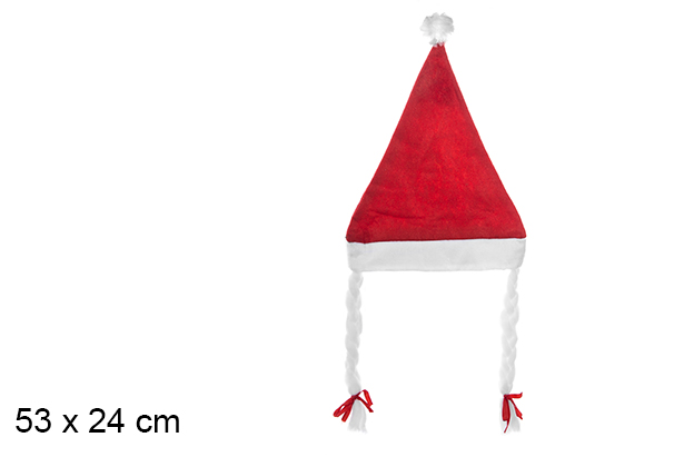 Gorro Papa Noel con trenzas 53x24 cm 