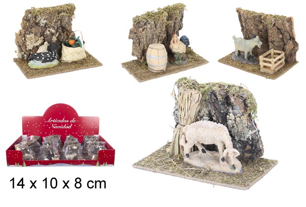 Escena animales 4 modelos 14x10 cm  