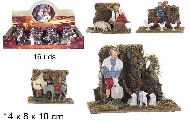 Cena de pastores com base 4 modelos 14x8 cm