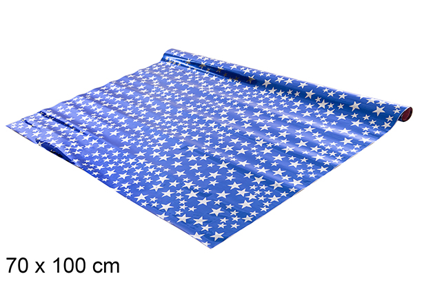 Papel plastificado decorado estrellas plata 70x100 cm
