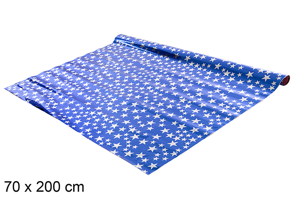 Papel plastificado decorado estrellas plata 70x200 cm