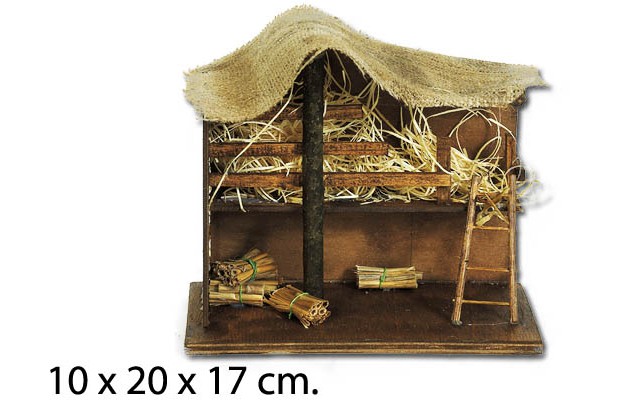 Open hut with straw 10x20x17 cm