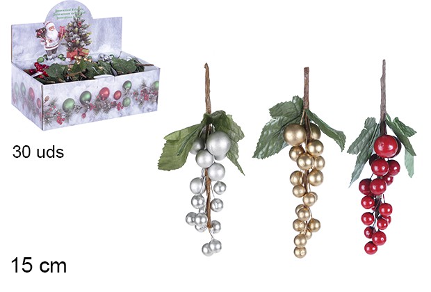Conjunto de bolas de Natal prateado/dourado/vermelho 15 cm