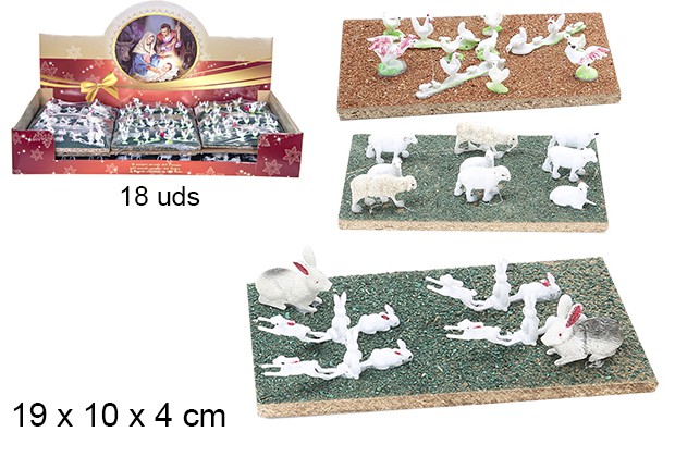 Farm animal scene 19x10 cm