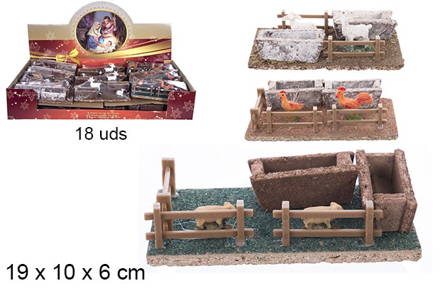 Scène de ferme pour Crèche de Noël 19x10x6 cm