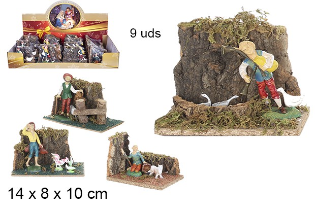 Shepherds scene 4 assorted models 14x8 cm
