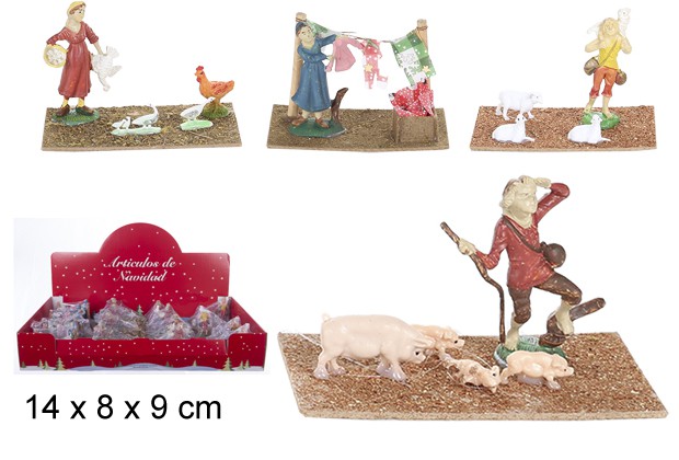 Escena pastores con animales 14x8 cm