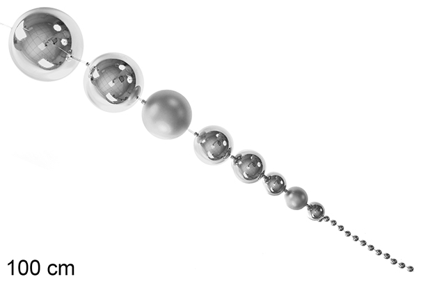 Catena di palline di Natale in argento 100 cm
