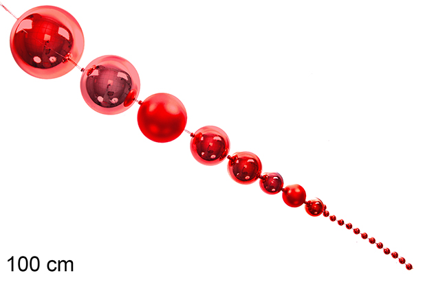 Cadena de bolas Navidad rojo 100 cm