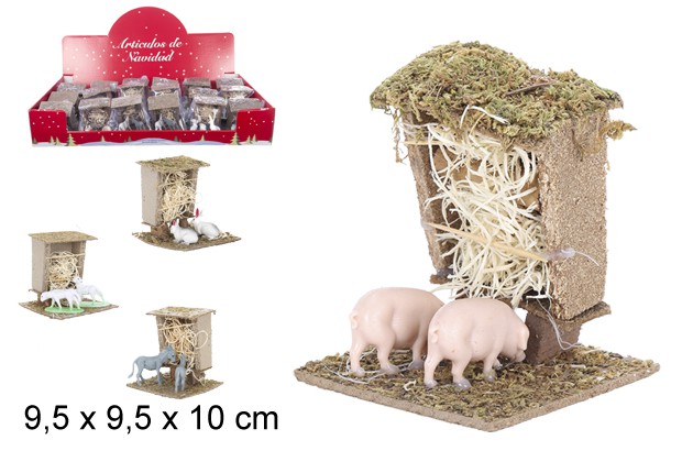 Petites maisons avec animaux 4 modèles 9,5x10 cm