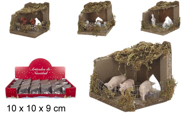 Animales con casita en expositor 4 modelos 10x10x9 cm