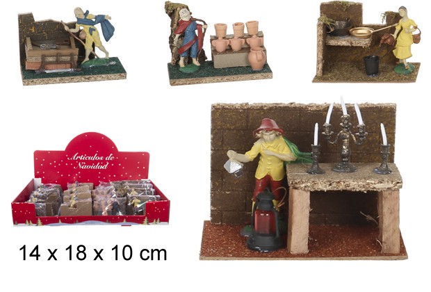 Escena vendedores del mercado modelos surtidos 14x18 cm 