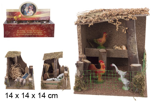 Scène d'écurie avec animaux assortis 14 cm