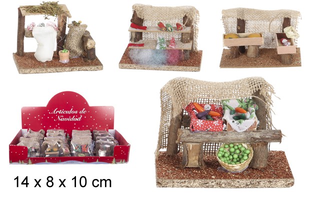 Banco de mercado com base de madeira sortido 14x8x10 cm