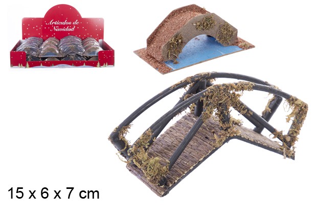 Pont avec rivière modèle assorti 15x6 cm