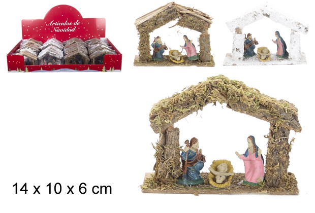 Nacimiento pequeño 3 figuras expositor 14x10 cm  