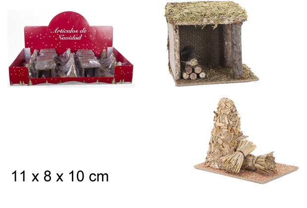 Casita de leña en expositor 11x8 cm 
