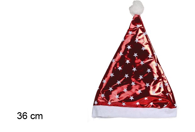 Gorro Navidad rojo metal estrellas 36 cm