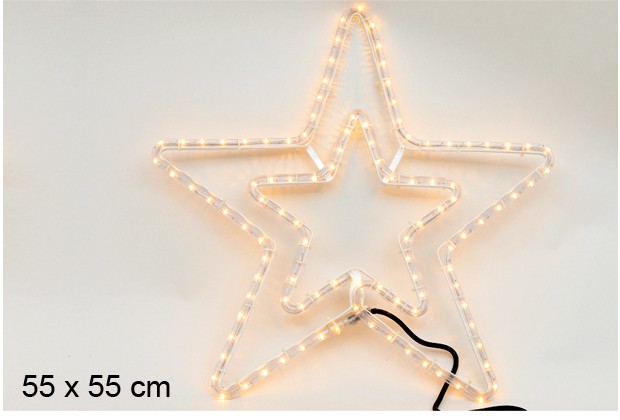 Étoile double tube blanche 55 cm