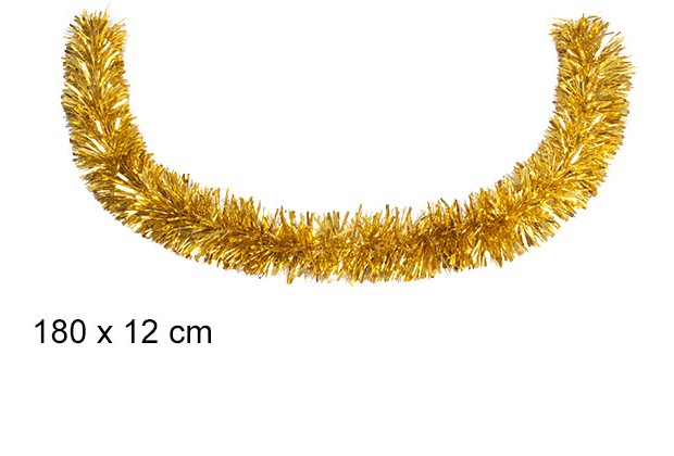 Gold wide Christmas tinsel 12x180 cm