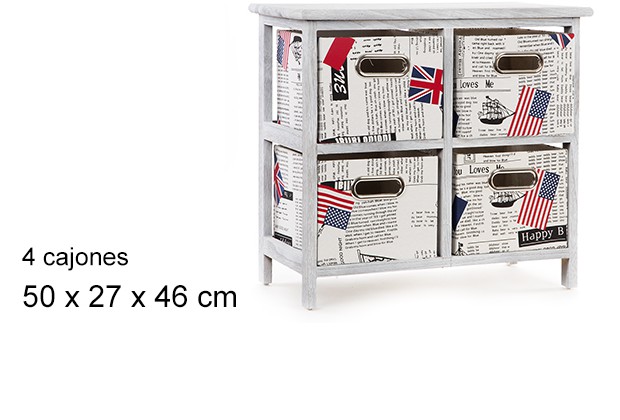 Vintage chest of 4 drawers countries 50x27 cm