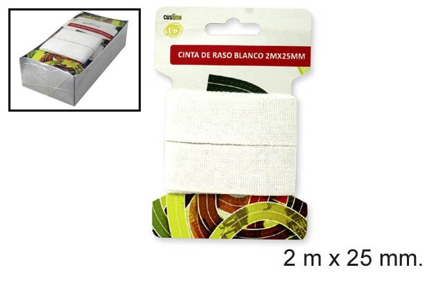 Fita de cetim branca 2 m x 25 mm