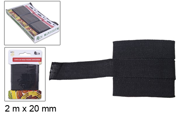 [066838] Cinta de raso negro 2 m x 20 mm