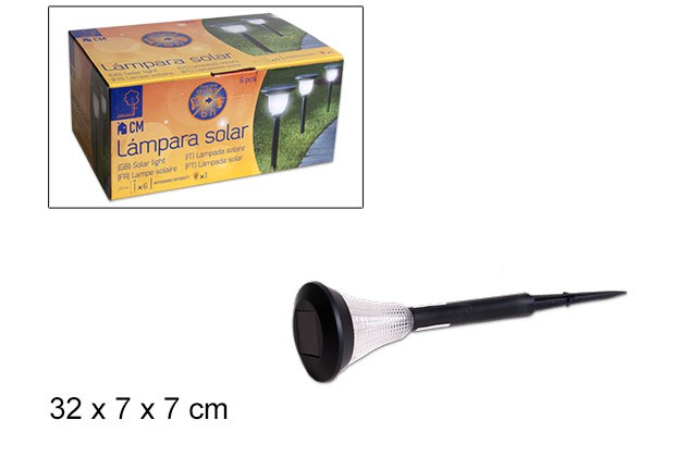 Pack 6 lampes solaires noires 29 cm