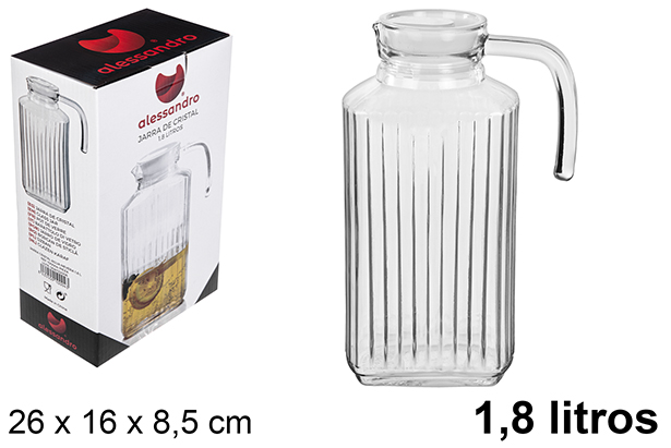Brocca acqua in vetro con coperchio 1.80 litri