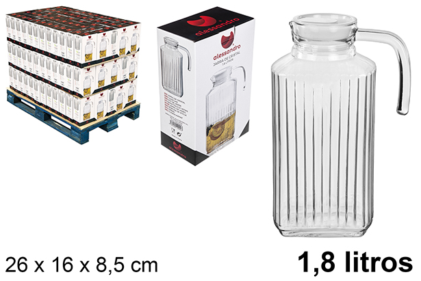 [100004] Pichet pour eau en verre avec couvercle 1.80 litres 