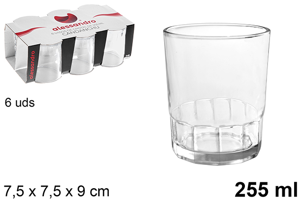 Pack 6 vasos cristal agua Candanchu 255 ml